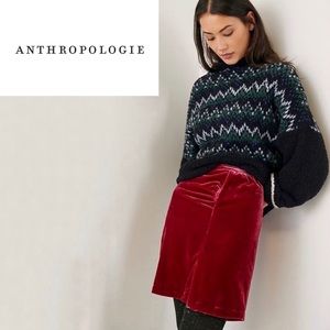 NWT Anthropologie Connie Raspberry Velvet Mini Skirt